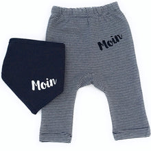 Lade das Bild in den Galerie-Viewer, Maritimes Baby-Set Moin blau/weiß gestreift - Fair Trade & Organic - MOPO-Shop