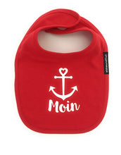 Lade das Bild in den Galerie-Viewer, Baby Lätzchen „Moin mit Anker“ in Rot oder Blau mit Klettverschluss - MOPO-Shop