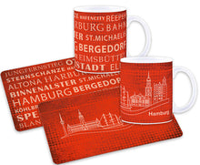 Lade das Bild in den Galerie-Viewer, Hamburg Frühstücks-Brettchen oder Becher Skyline und Letters - MOPO-Shop