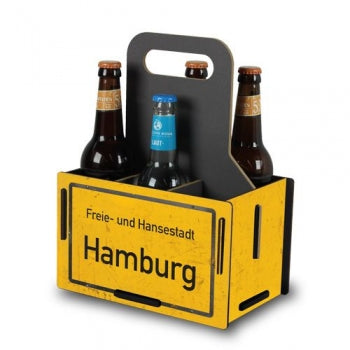 Flaschenträger Ortsschild Hamburg für bis zu 6 Flaschen à 0,5 l
