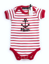 Lade das Bild in den Galerie-Viewer, Maritimer Baby Body Moin mit Anker – Weiß/Rot oder Weiß/Blau - MOPO-Shop
