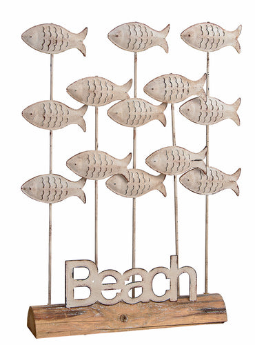 Dekorativer Fischschwarm mit Schrift Beach - MOPO-Shop
