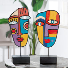 Lade das Bild in den Galerie-Viewer, Zwei Deko-Figuren Gesichter „Abstrakt“
