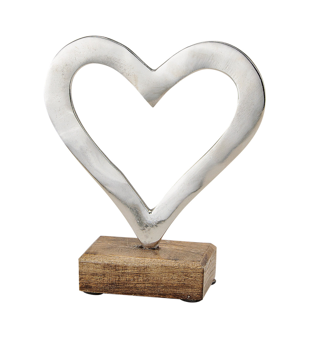 Für Verliebte: Herz aus Metall auf Mangoholz - MOPO-Shop