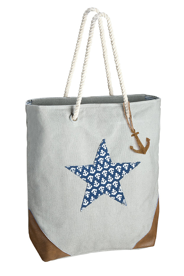 Praktische Tasche mit Anker aus Holz und Stern-Motiv - MOPO-Shop