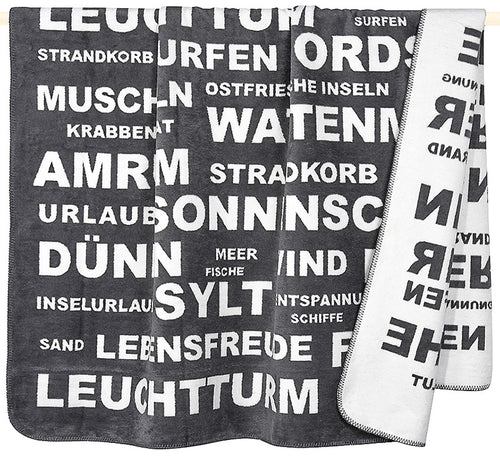 Flauschige Typo-Kuschel-Decke „Nordsee“ oder „Hamburg“ - MOPO-Shop